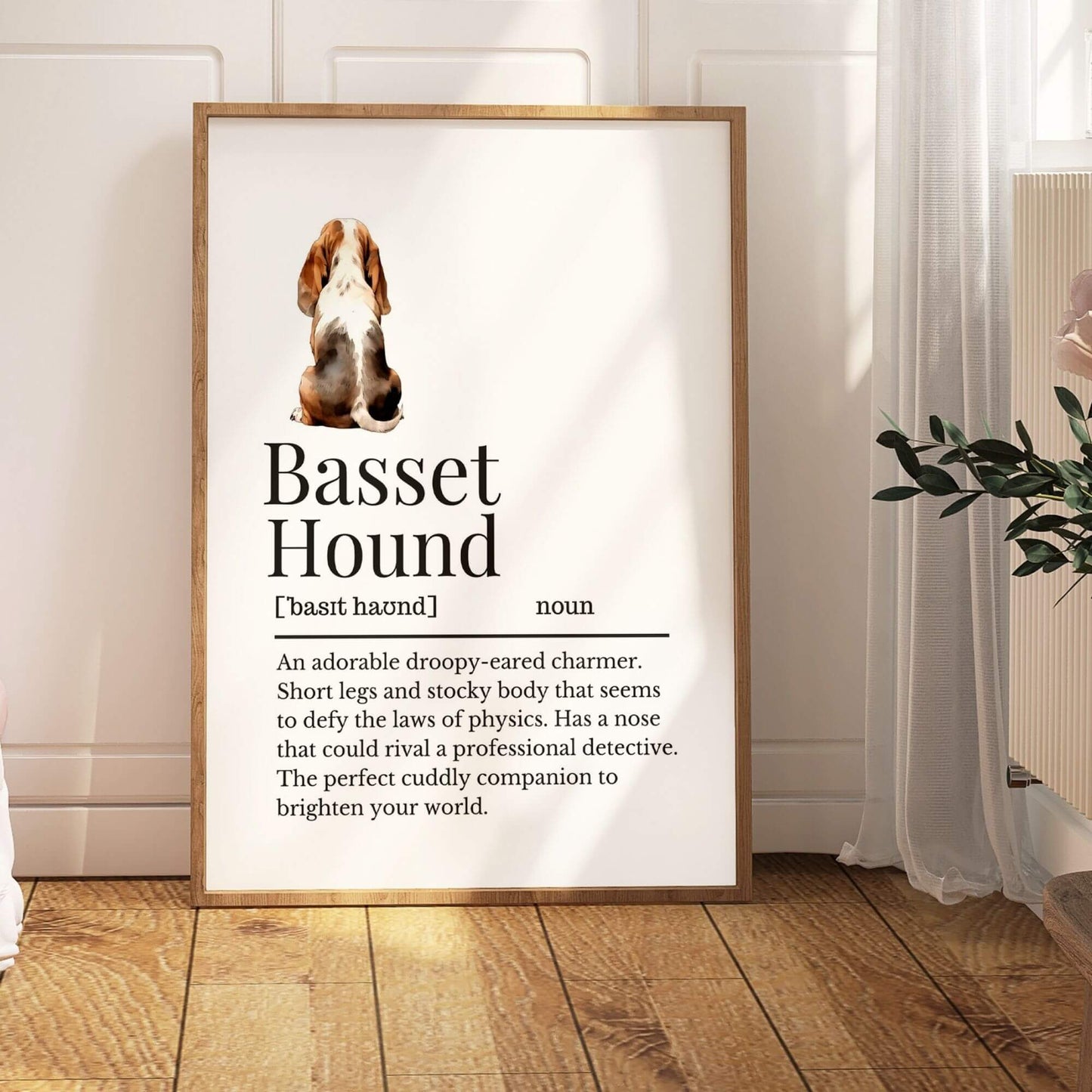 Illustrated Basset Hound Definition Print