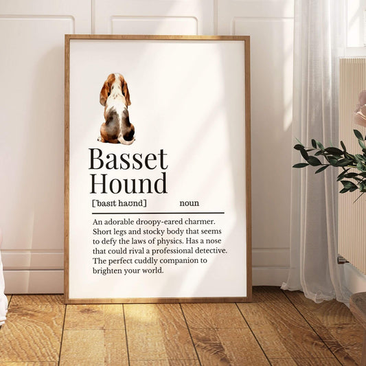 Illustrated Basset Hound Definition Print