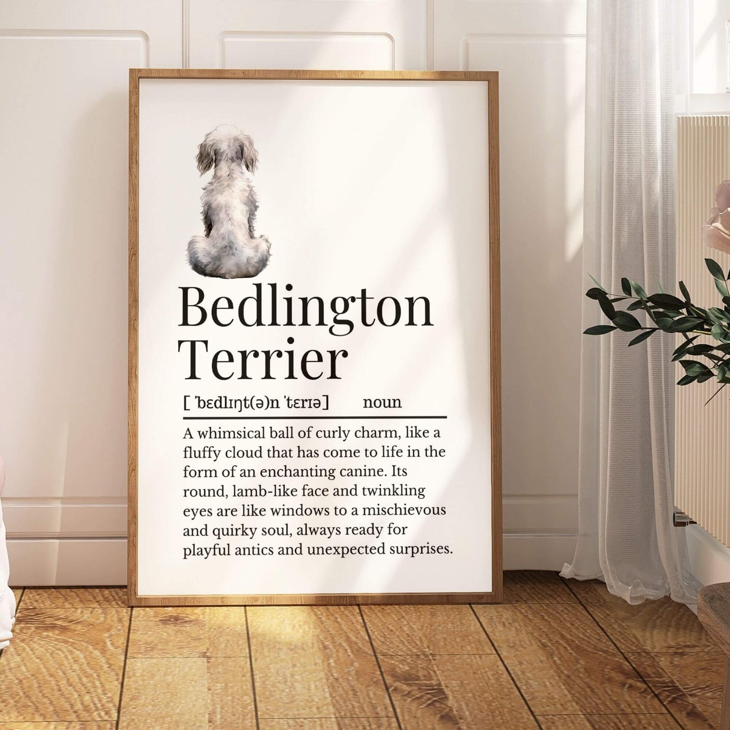 Illustrated Bedlington Terrier Definition Print