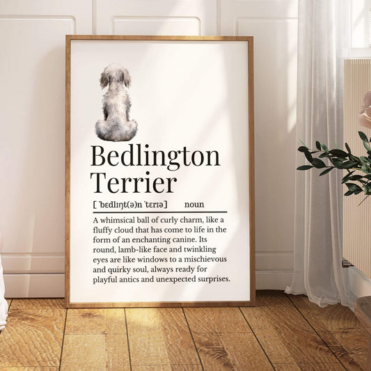 Illustrated Bedlington Terrier Definition Print