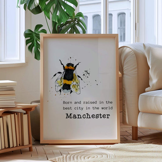 Born and Raised in Manchester Wall Print