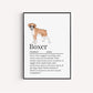 Illustrated Boxer Dog Definition Print