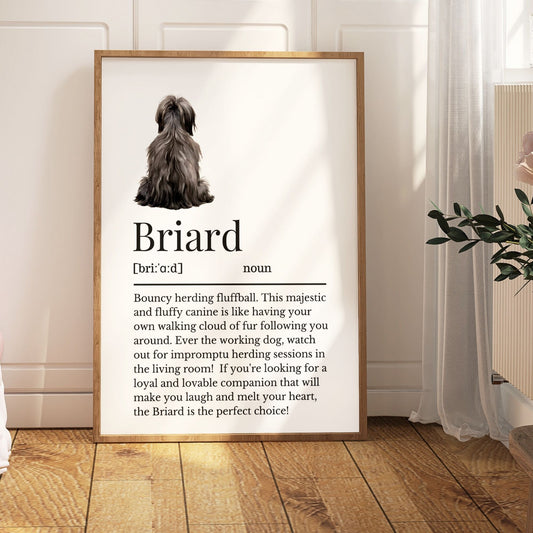 Illustrated Briard Definition Print