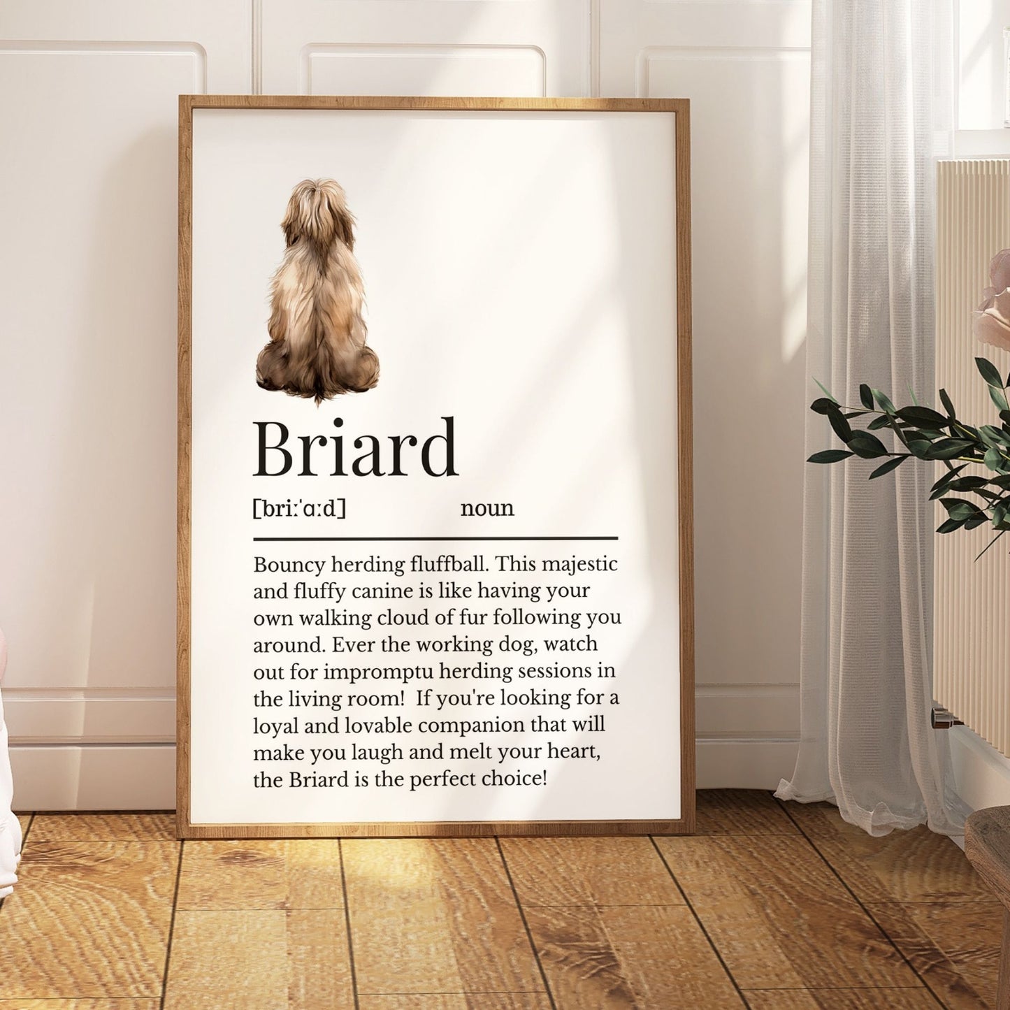 Illustrated Briard Definition Print