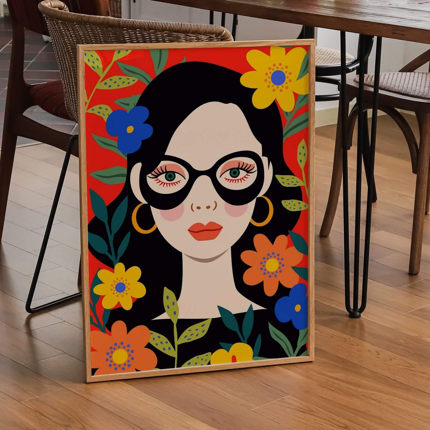 Girl in Black Glasses Print