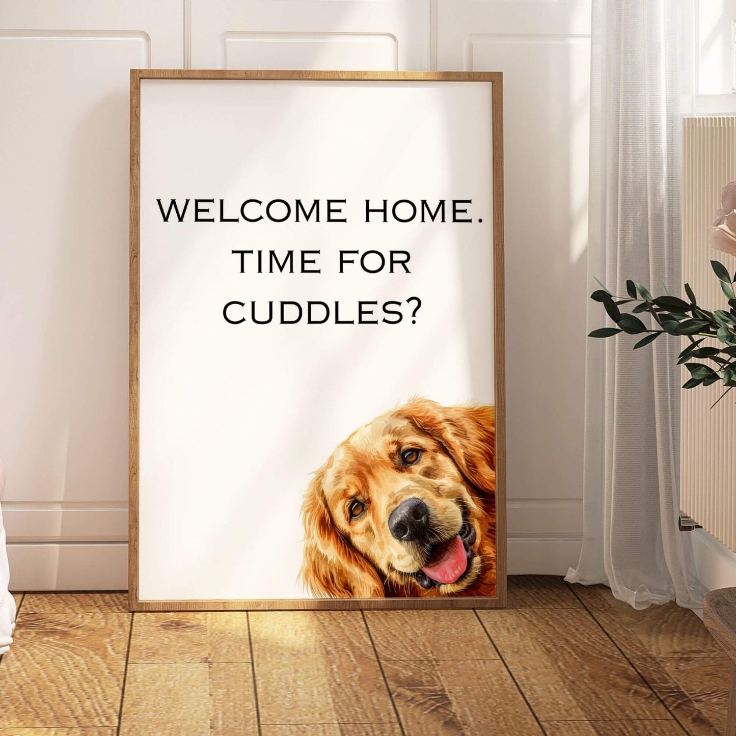 Welcome Home Time for Cuddles Golden Retriever Dog Print