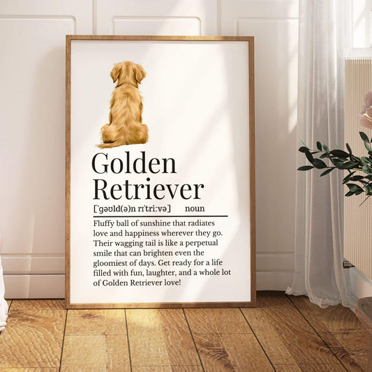 Illustrated Golden Retriever Definition Print