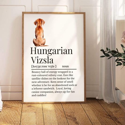 Illustrated Hungarian Vizsla Definition Print