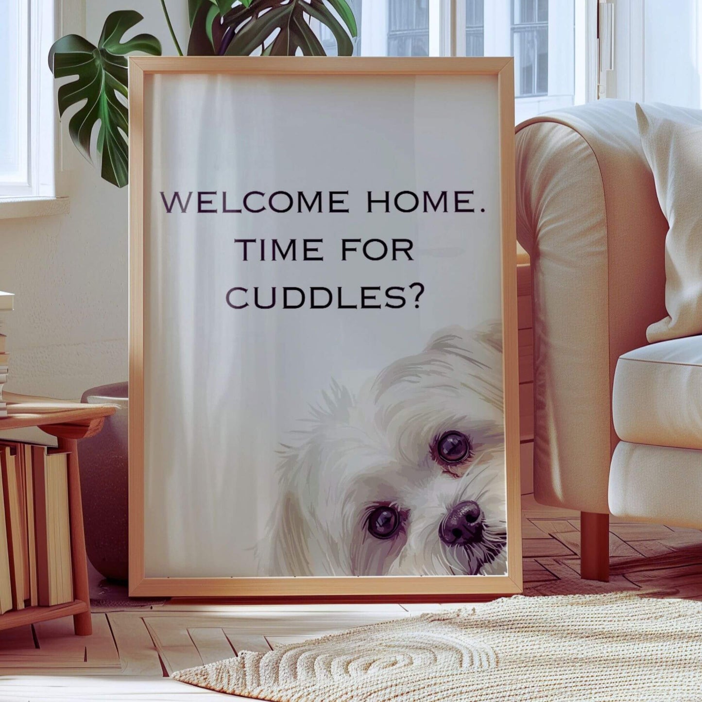 Welcome Home Time for Cuddles Maltese Dog Print