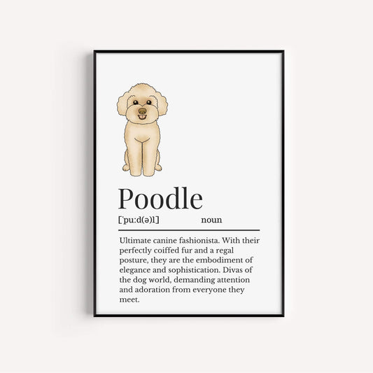 Illustrated Poodle Definition Print