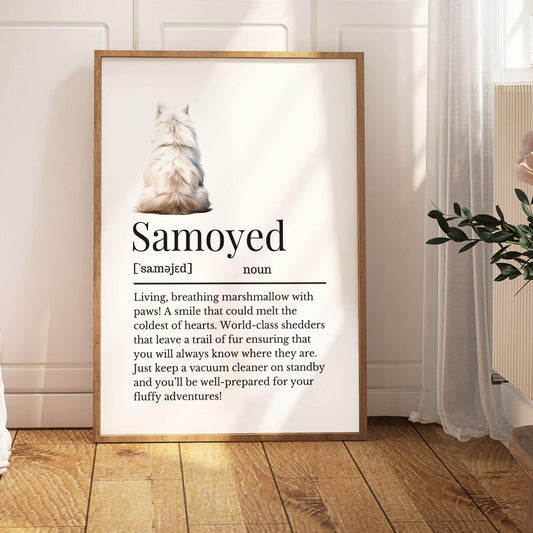 Illustrated Samoyed Definition Print