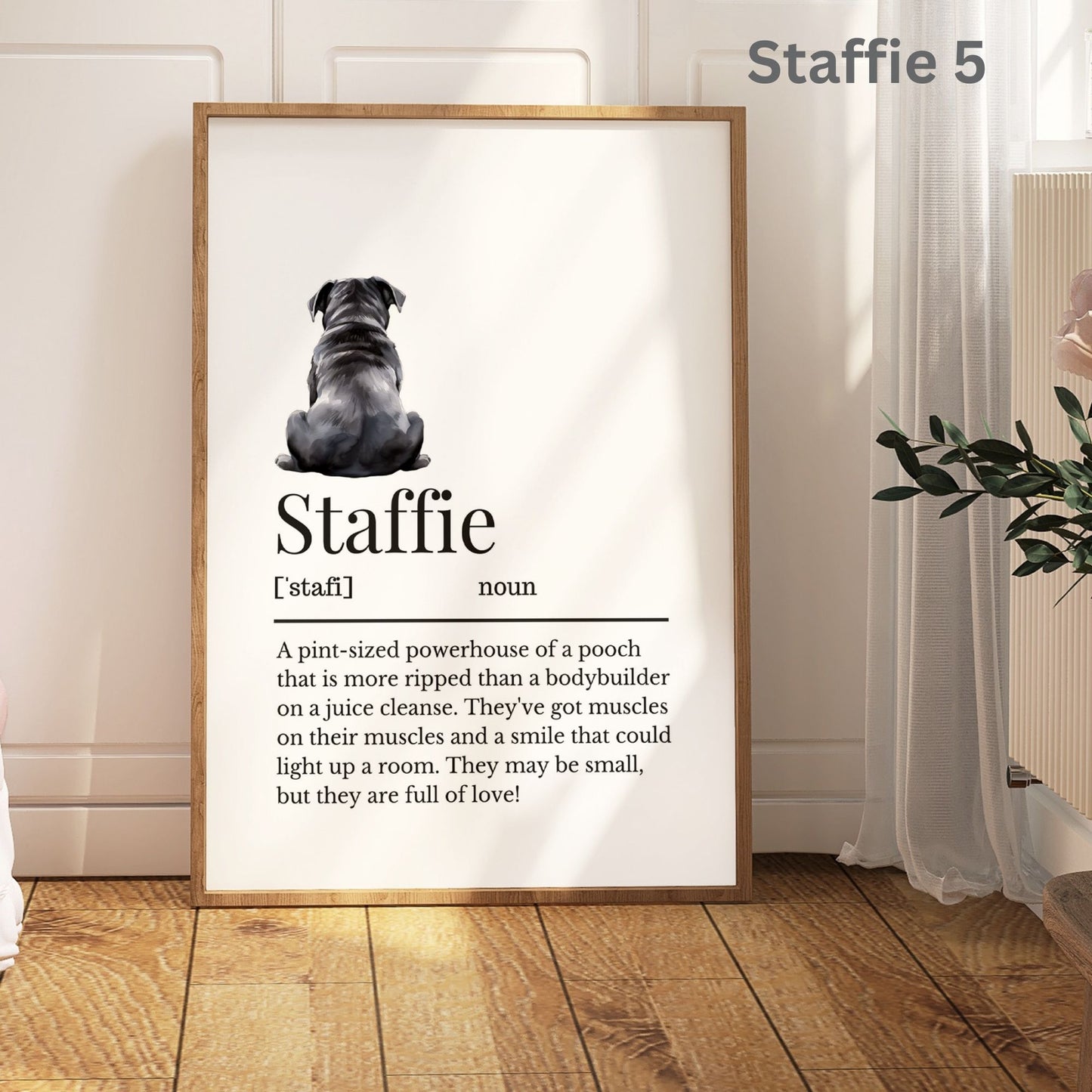 Illustrated Staffie Definition Print