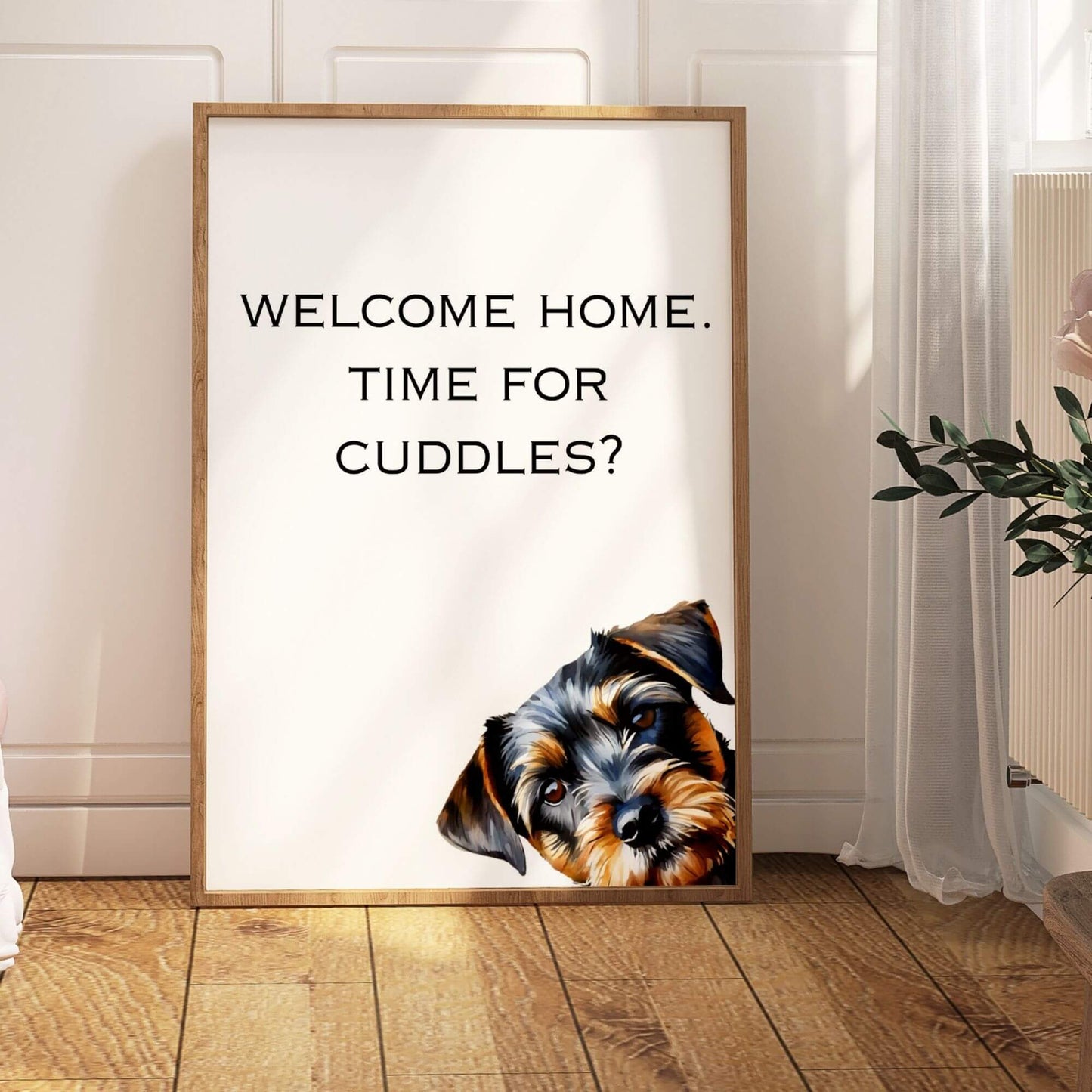 Welcome Home Time for Cuddles Border Terrier Dog Print