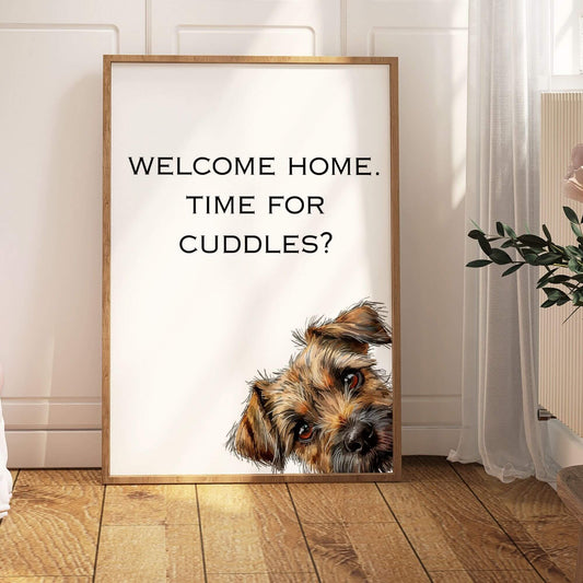 Welcome Home Time for Cuddles Border Terrier Dog Print